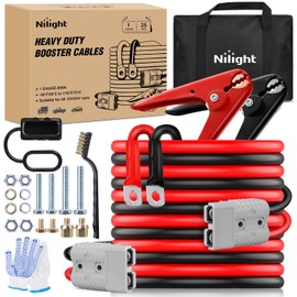 Nilight 1 Gauge 25 Feet Heavy Duty Jumper Cables 900 Amp Booster Battery Cables with Permanent Installation kit and Quick Connect Plug Includes Carrying Bag for 12V & 24V Cars SUVs and Trucks
