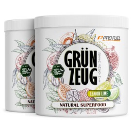 ProFuel Superfood Drink Pulver ZITRONE-LIMETTE 2x300g - natrliche Vitamine, Mineralstoffe & Antioxidantien - das Beste aus ber 40 Sorten Obst, Gemse, Algen und Gr?sern - GRNZEUG Smoothie Pulver 100% vegan