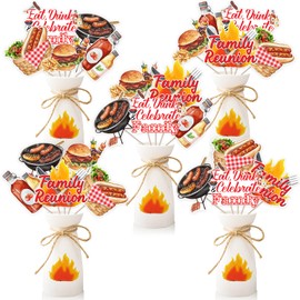 Cheereveal 24 Pieces Family Reunion BBQ Picnic Decorations, Barbecue Grill Centerpiece Sticks for Tables, Carnival Summer Holidays Gender Reveal Theme Baby Shower Party Decorations