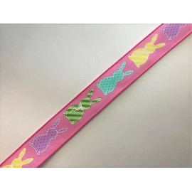 Easter Ribbon, Multicolor Easter Bunnies, 1 1/2" Wide, Wired Edge, 5 YARDS
