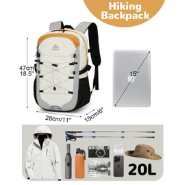 Outplea 20L Small Hiking Backpack Men Women, Hiking Daypack with Chest Strap, Reflective Rucking Backpack Day Pack for Travel Outdoor Sport, Grey