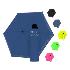 Doppler Umbrella Safety Reflect, Umbrella with Reflective Edge and Hand Opener, Mini Umbrella in Bright Colours with Matching Umbrella Bag, Lightweight Pocket Umbrella for On the Go, navy