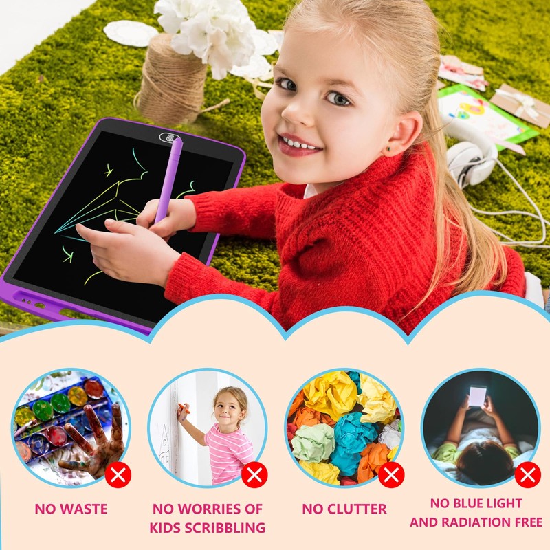 Electight 3pcs 10 Inch LCD Writing Tablet, Colorful Doodle Scribbler