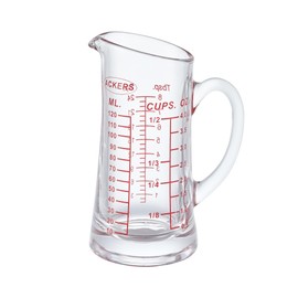 Ackers Shot Glass Measuring Cup 4 Ounce/120ML Liquid Heavy High Espresso Glass Cup Red Line,Insulated handle | V-Shaped Spout