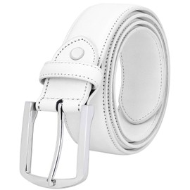 Falari Men Genuine Leather Casual Dress Belt With Single Prong Buckle 9028-WHT-38