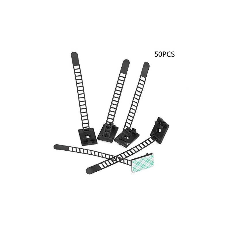 KIMISS 50pcs abrazaderas autoadhesivas ajustables para cable de coche, organizador