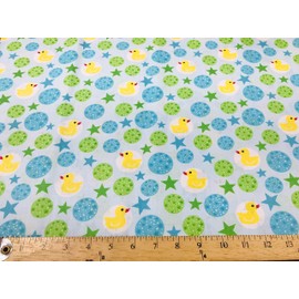 New Creations Fabric & Foam Inc, 58/59" Wide 65% Polyester 35% Cotton Fabric, Ducks Print, Good to Make Face Mask Covers. (Ducks on Blue & Green, 3 Yards)