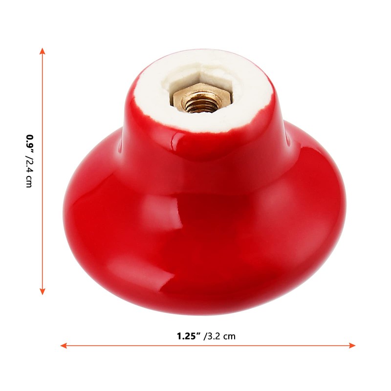 SINJEUN 32 Pack Red Ceramic Cabinet Knobs, 1.25x0.9 Inch Round