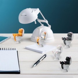 Black Cat Toilet Figurine, Whimsical Garden Ornament for Dollhouse Miniatures Desktop Decor and Landscaping Accessories (2.5 in)