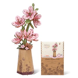 ROBOTIME 3D Wooden Flower Puzzle Sakura, Model Kits for Adults to Assemble, Artificial Eternal Flowers, DIY Craft Set, Valentine's Day, Mother's Day and Christmas