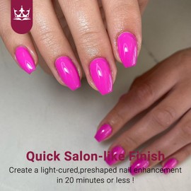 KQueenest Vibrant Pre Colored Gel Nail Tips Short Cute, Acrylic Press on Nails Short Coffin, Matte Fake Nails Pink, Artificial False Nails Kit, Gel x Nails Extensions For Nail Art, Neon Hot Pink