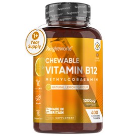 WeightWorld Vitamin B12 High Strength 1000mcg - 1+ Year Supply - 400 Chewable & Vegan Vitamin B12 Tablets - Sugar-Free Methylcobalamin - Vit B12 Supplement for Tiredness & Fatigue - Lemon Flavour - Made in The UK
