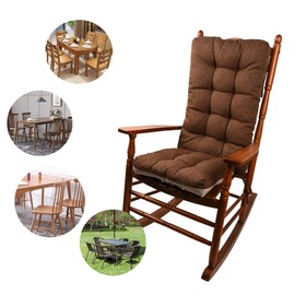 KGPLOME 18 in Jumbo Rocking Chair Cushions with Ties,Non-Slip Durable Linen Pads Thick Padding and Tufted Design for Living Room Rocker (Dark Brown, Set of Seat & Back Cushion)