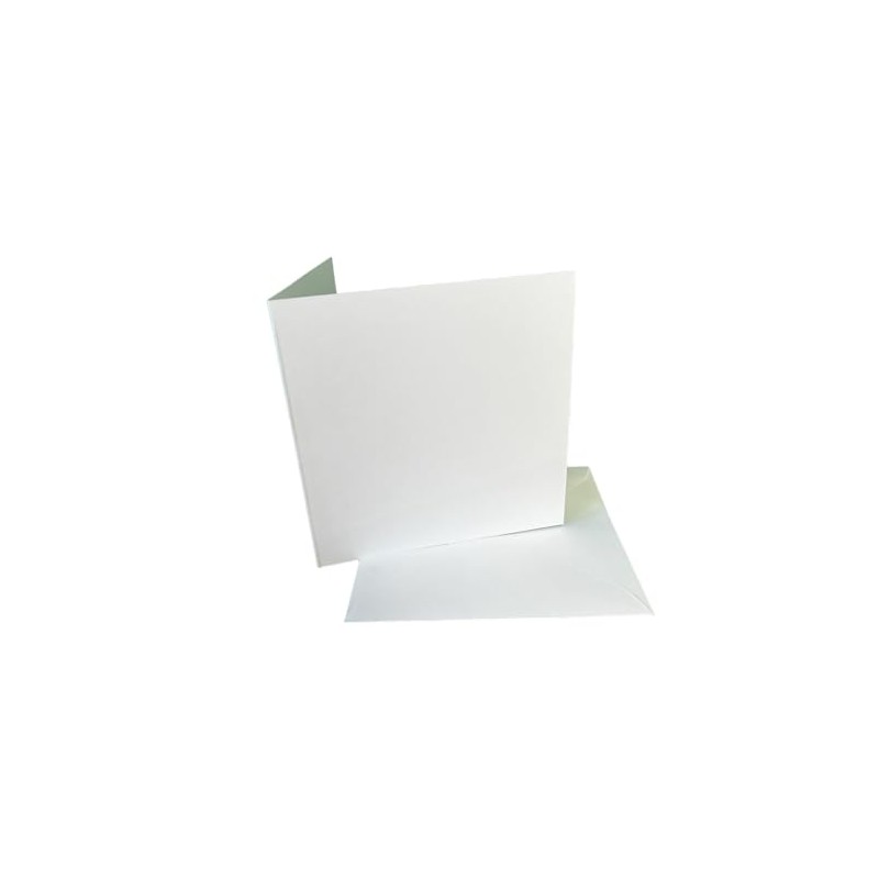 DJP 5x5 Square Creased Blank White Smooth Cards & Envelopes