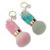 2pcs Loose Powder Brush with Keychain Transparent Handle Synthetic Shed