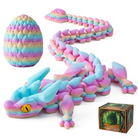 FYEFKJSA 3D Printed Dragon Eggs with Dragon Inside - 12Inch,Articulated Fidget 3D Printed Animals, Interesting Decorative Gift, Easter Basket Essentials Stuffers (Random Rainbow)