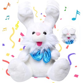 Talking Bunny Repeats What You Say Recording Toys Easter Rabbit Peek-A Boo Toys with Children Song Plush Stuffed Animal Interactive Electronic Pet Toy with Floppy Ears for Girls Boys Baby Kids Gift