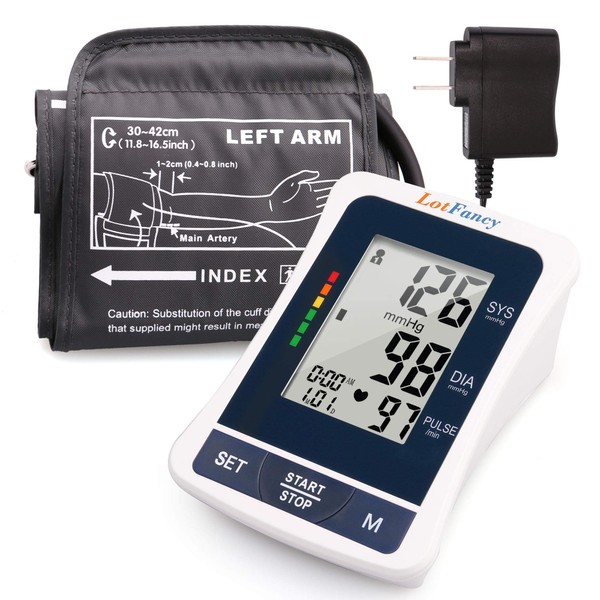 LotFancy Blood Pressure Monitor Upper Arm Large Cuff(12"-17”), Accurate Adjustable Digital BP Machine, Upper Arm Cuff, 2 Users, 120 Reading Memory, BP Meter with Large Screen for Home Use