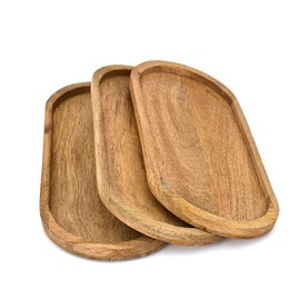 Mahasu-Platten, ovale Holzteller aus Mangoholz für Wurstwaren, Käse, Brot und Obstgerichte als Küchendekor (35,6 x 15,2 x 1,9 cm)