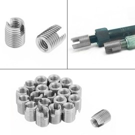 Oumefar 20pcs Self Tapping Thread Insert M4 x 8mm Self Tapping Slotted Screw Stainless Steel Threaded Insert Nuts for Spiral Repair
