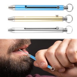 Titanium Toothpicks, 3Pcs Portable Telescopic Metal Toothpick, with Keychain 9g 7.2-11cm ⌀5mm Reusable Fruit Stick for Home Outdoor Camping Travel and Picnic(Gold+Blue+Silver)