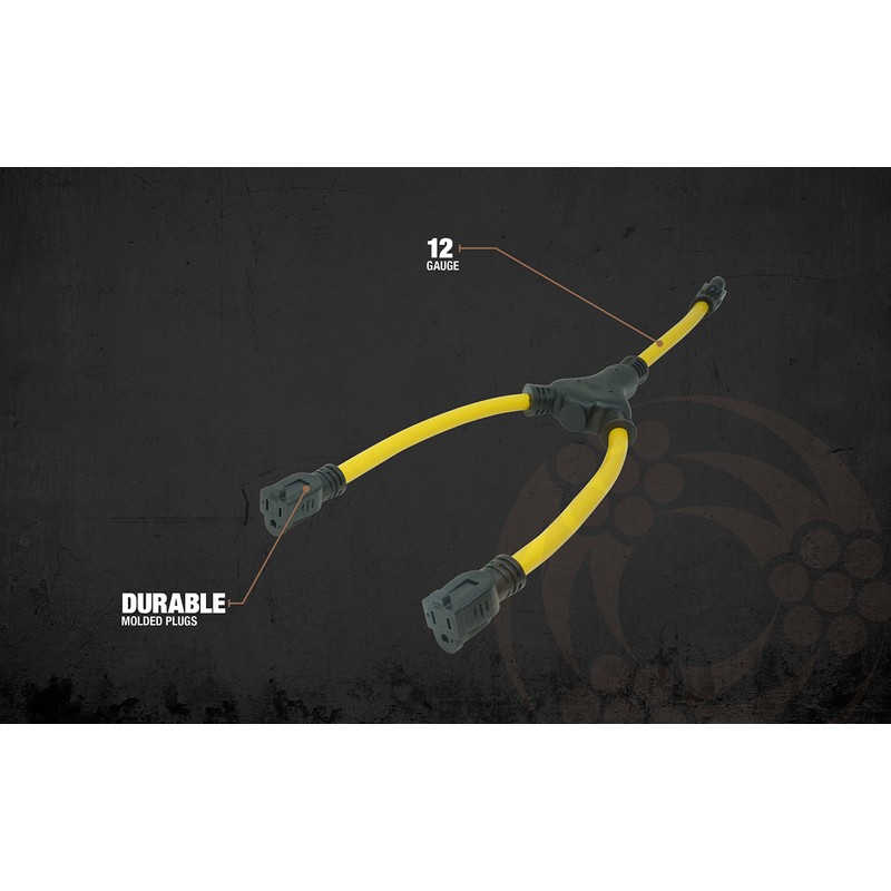 Southwire Generator 2-Outlet Y-Splitter Cable - Converts Single Plug to