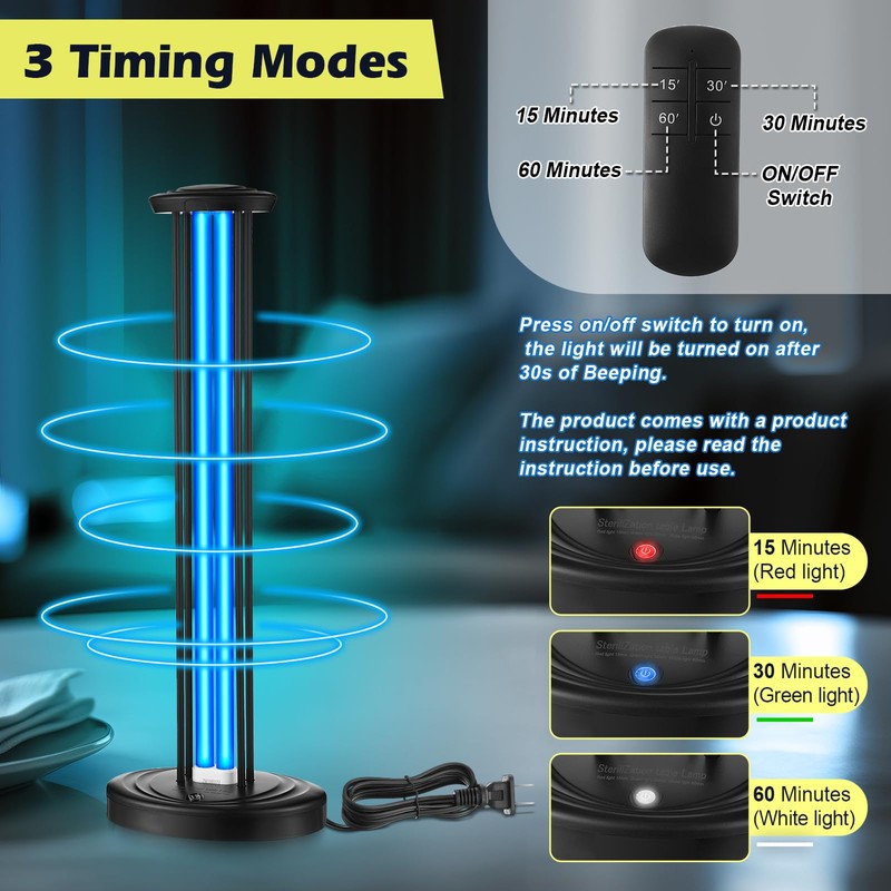 Qualirey UV Light with UV Safety Glasses, 100W Ozone Free