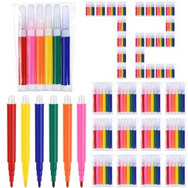 Watersay Mini Markers Colored Pen 3. 4 Inch Vibrant Colors Portable Short Colored Markers Assorted Multicolor Watercolor Marker Pen for Kids and Adult Glass Office School Supplies(6 Colors,72 Pcs)