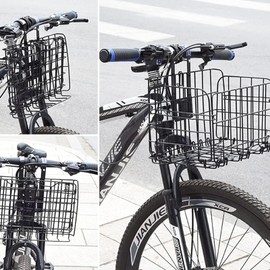 Folding Front Bike Basket - Foldable Metal Wire Bicycle Baskets for Bike Basket Front Cargo Rack Easy Installation on Front Handlebar