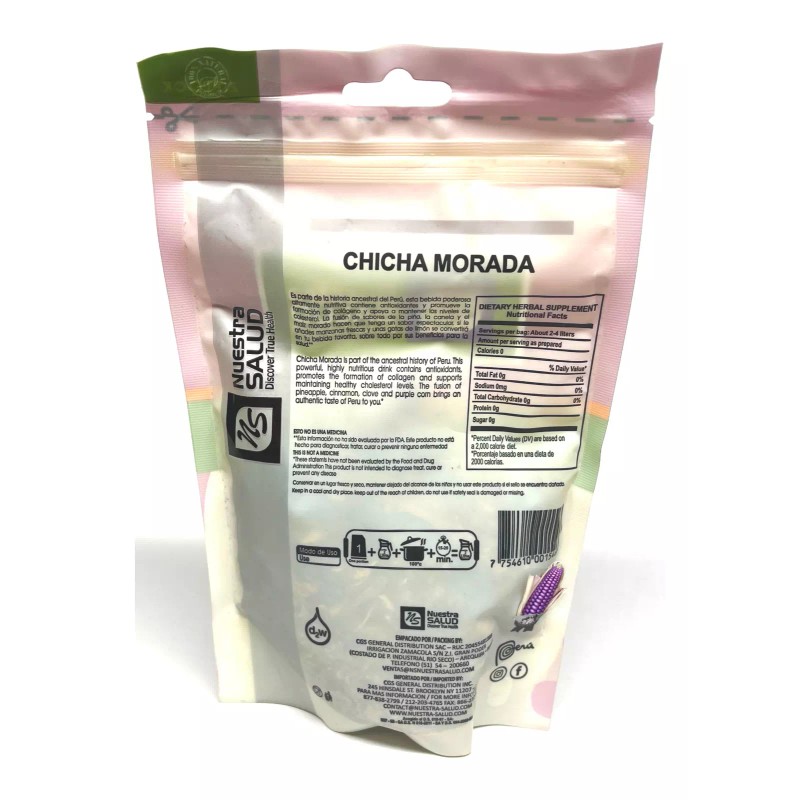 Nuestra Salud Chicha Morada Mix Peruvian Purple Corn Mix Premium