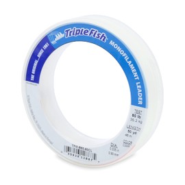 Triple Fish Monofilament Leader, 80 lb / 36.2 kg Test, .035 in / 0.90 mm Dia, Clear, 50 yd / 46 m