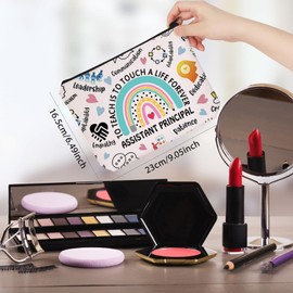 WCGXKO Assistant Principal Gift To Teach Is To Touch A Life Forever Zipper Pouch Makeup Bag (B-ToTeachAssisPrin), beige
