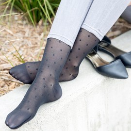 Rejuva Women s Sheer Dot Pattern 15-20 mmHg Knee High Compression Stockings