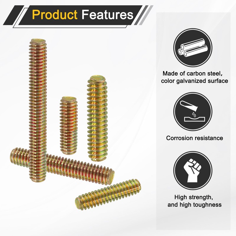 sourcing map 16 Pack Fully All Threaded Rod 5/16" Thread,