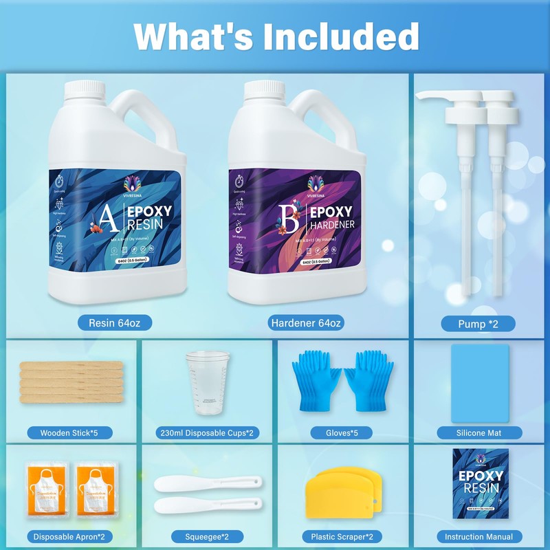 Epoxy Resin 1 Gallon Kit with Pump High Glossy Food
