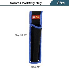 HARFINGTON 2pcs Welding Rod Pouch 12.26" x 3.15" x 9.45" Canvas Welding Rod Bag Leather Electrode Holder with Waist Belt Rivet Reinforcement for Storage Welding Tools, Black Blue