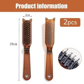 Mini Boar Bristle Brush, 2-Pack Travel Compact Collapsible for Hair Shine Smoothing Detangling