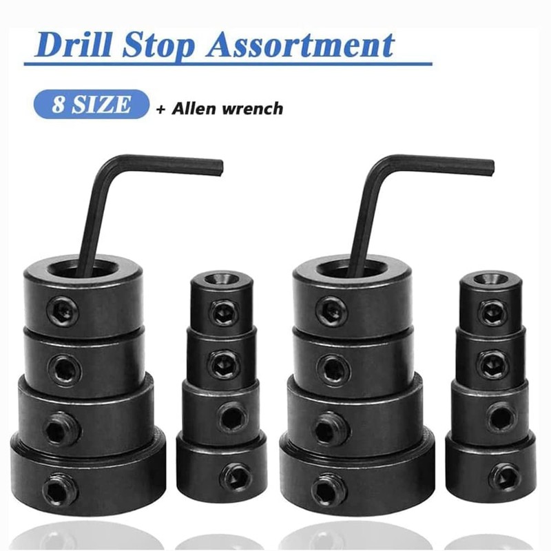 Eyech Drill Stop Collars, 16pcs Adjustable Depth Stop Collars for