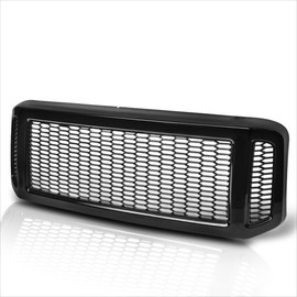 PM PERFORMOTOR Badgeless Honeycomb Mesh Front Bumper Grille Frame Compatible with 2005 Ford Excursion, 05-07 F250 / F350 / F450 / F550 SD, Black, PM-GR-0055