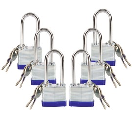 SEPOX® 6 Pcs Pack Keyed-Alike Padlock with Same Key 2Pcs Each Set, Extra Long Shackle, 1-9/16" 40MM Heavy-Duty Laminated Steel Body Rust-Proof, for Outdoor & Indoor Locker,Fence,Gate, Tool-Box, Chain