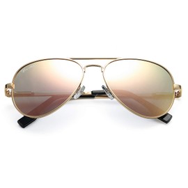 Pro Acme Polarized Aviator Sunglasses for Men and Women 100% UV Protection, 63mm (Gold Frame/Pink Mirrored Lens)