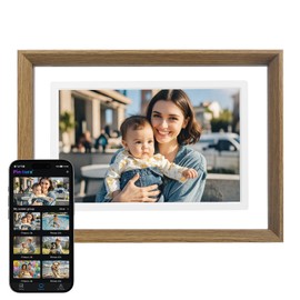 PINTURA Digital Picture Frame,10.1" WiFi Photo Frame 720p 1280 * 800 Screen Wood,64G/8G Cloud,Wall Mountable/Desk,Share Photos/Videos Instantly via Pintura App,Great Gift for Loved Ones