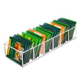 Tasybox Tea Bag Organizer, Acrylic Tea Bag Holder, Clear Small Tea Packet Storage Box for Drawer, Countertop, Pantry, Kitchen, Cabinet, Shelf, 1 Pack