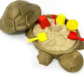 Turtle Sand Box Mini Desktop - 6 x 6 in - Stress Relief with Soft Moldable Play Sand & Mini Tool Accessories - Novelty Gift for Desktop Decor - Color: Bronze