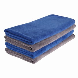 Opiqcey Car Wash Towel, Large, Super Absorbent Microfiber, Convenient Set of 4, 15.7 x 23.6 inches (40 x 60 cm), Gray, Wiping Cloth, Super Absorbent Microfiber Cloth, Coating for Car (Dark Gray +