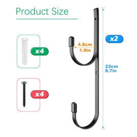 Easecos 2 Pcs Pool Pole Hanger Wall Mounted Pool Fence Hooks Heavy Duty Swimming Metal Brackets Equipment Storage Hooks for Hanging Telescopic Poles, Nets, Skimmers, Hose, Swimming Pool Accessories