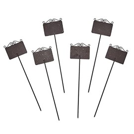 Two's Company Set of 6 Rusted Metal Decorative Plant Markers with 2-Pieces of White Chalk