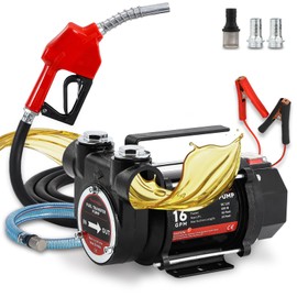 Poafamx 16 GMP Diesel Transfer Pump, 12V DC Fuel Transfer Pump Kit with Nozzle Hoses, Self Priming Electric Oil Transfer Pump with High Flow Rate Auto Motor for Diesel Oil