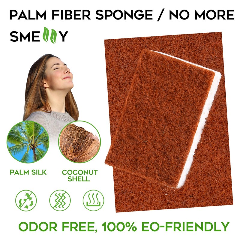 Natural Plant Based Scrub Sponge 12 Pack, Palm Fiber Scrubbing