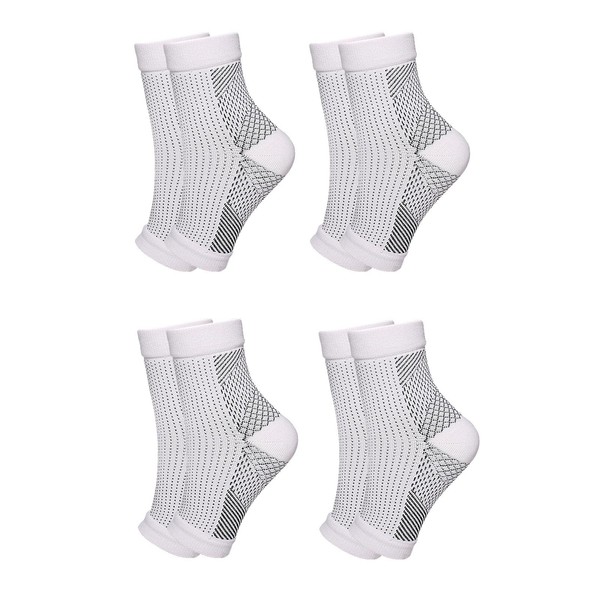 Erthree Plantar Fasciitis Socks, 4 Pairs Ankle Support Compression Socks with Open Toe Elastic Soft Compression Foot Sleeves for Men and Women